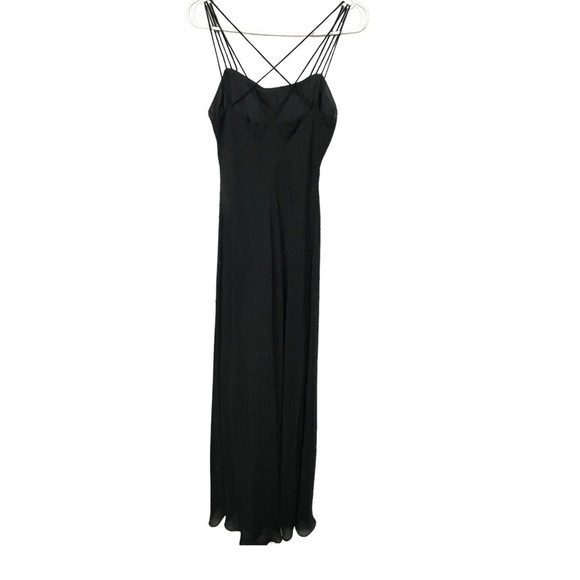 Cachet Dresses & Skirts - Cachet Black Strappy Criss Cross Back Beaded Maxi Formal Gown, 8